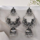 Jewels Nest Boho Floral Jhumka Earrings with Iridescent Stones - Swadesiicart