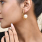 Jewels Nest Golden Halo Pearl Hoops - Swadesiicart