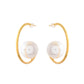 Jewels Nest Golden Halo Pearl Hoops - Swadesiicart