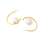 Jewels Nest Golden Halo Pearl Hoops - Swadesiicart