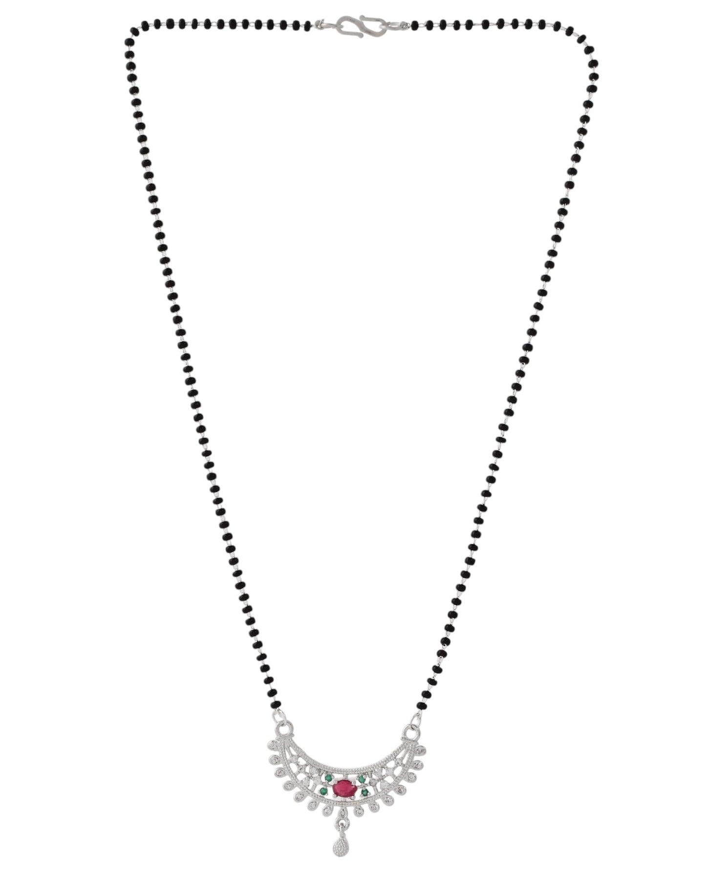 Jewels Nest Elegant Silver-Plated Mangal Sutra with Floral Crystal Pendant | Swadesiicart