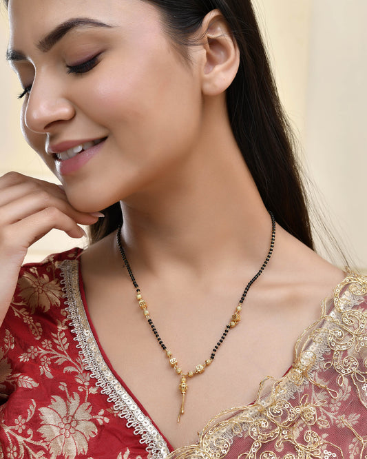 Jewels Nest Traditional Gold-Polished Double-Strand Mangal Sutra | Swadesiicart