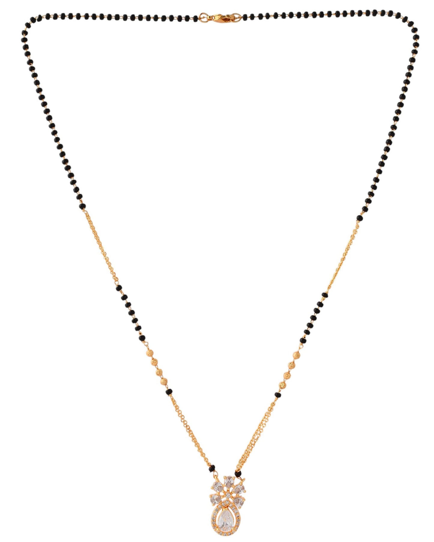 Jewels Nest Elegant Floral Pendant Gold-Polished Mangal Sutra | Swadesiicart