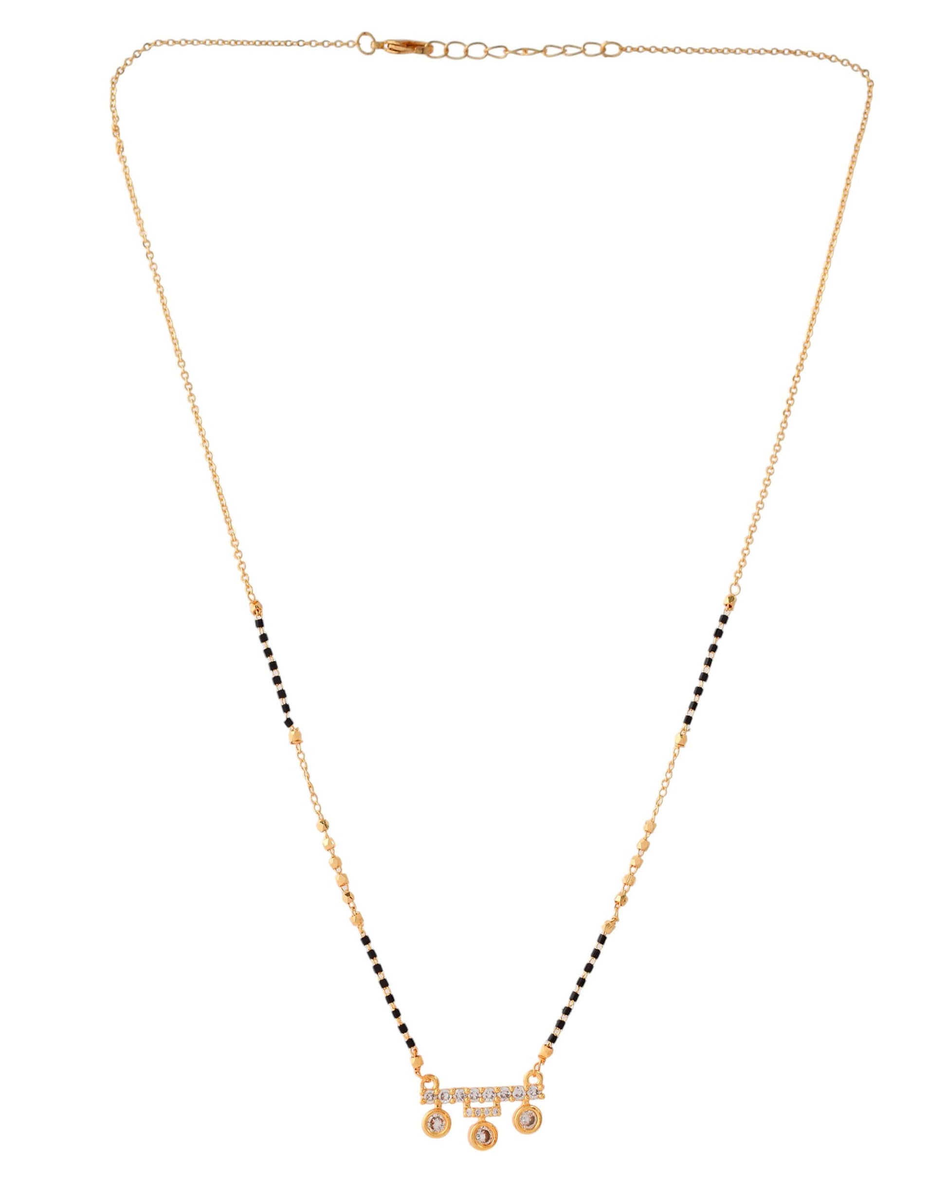 Jewels Nest Sleek Crystal Drop Gold-Polished Mangal Sutra | Swadesiicart