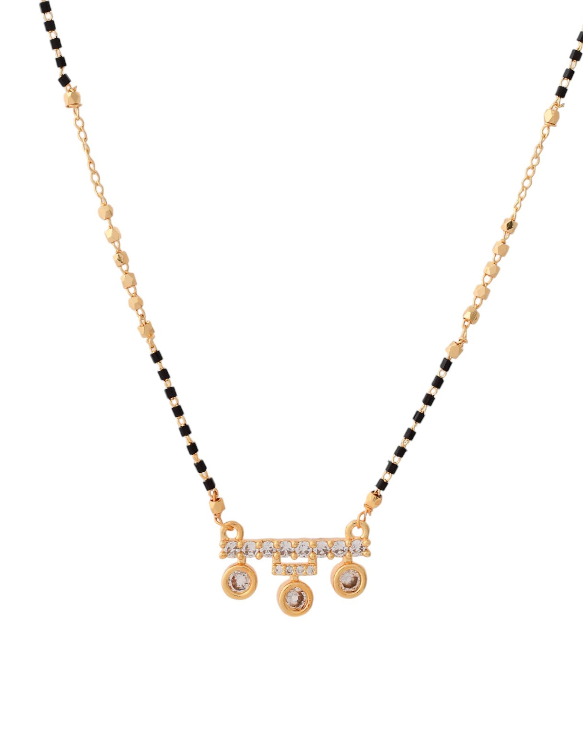 Jewels Nest Sleek Crystal Drop Gold-Polished Mangal Sutra | Swadesiicart