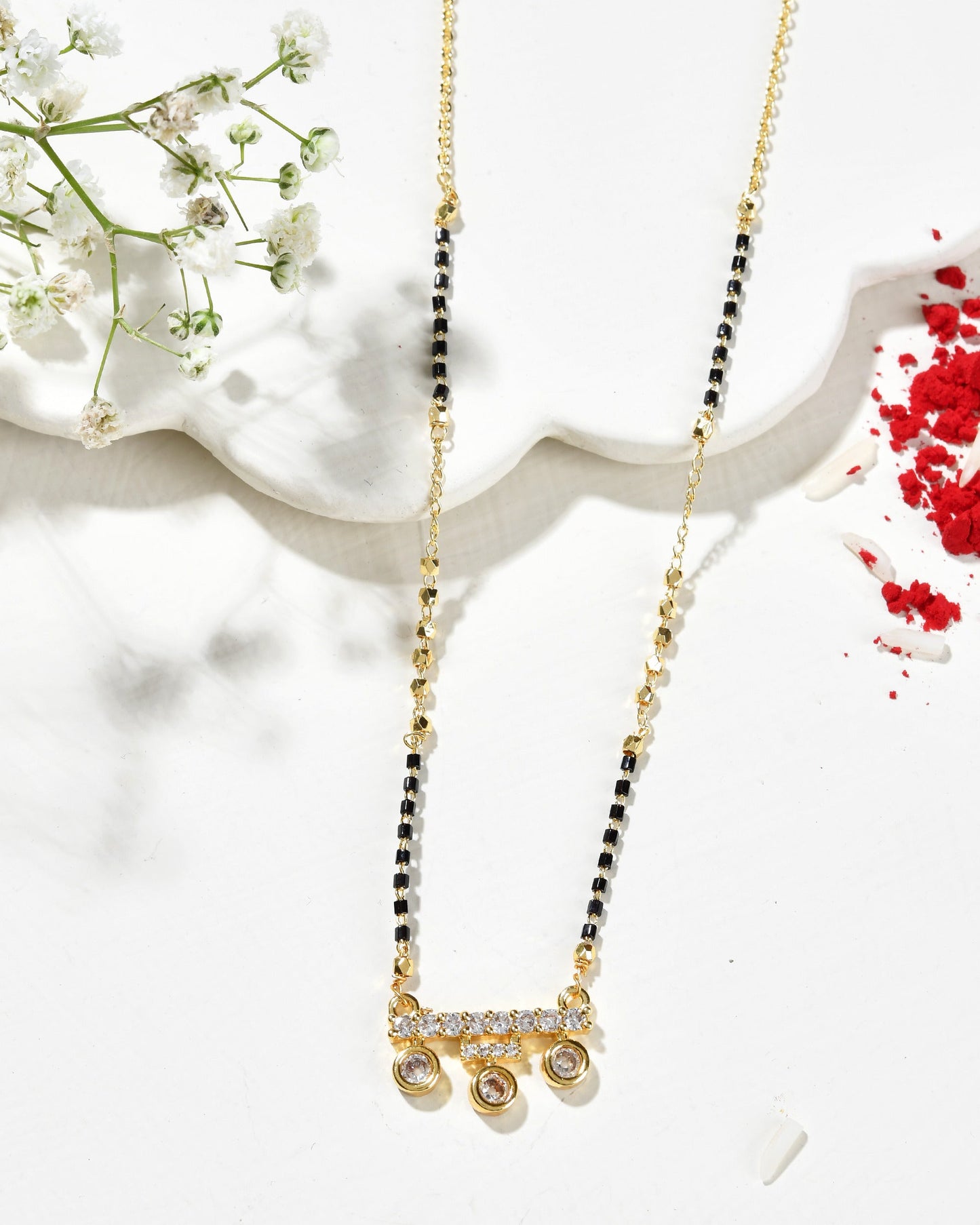 Jewels Nest Sleek Crystal Drop Gold-Polished Mangal Sutra | Swadesiicart