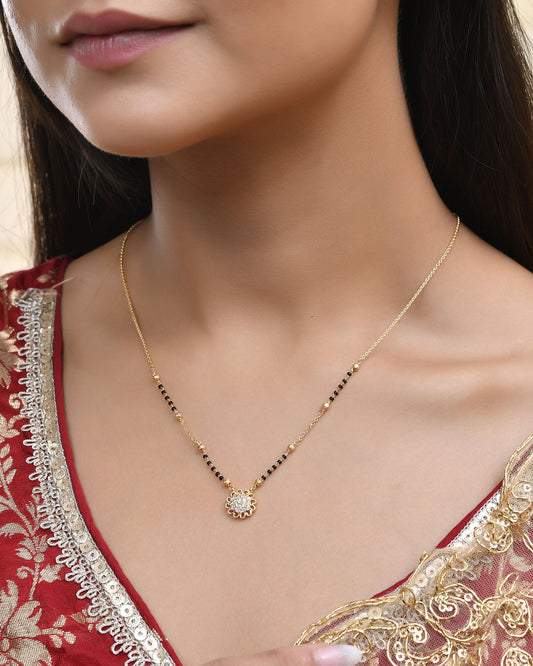 Jewels Nest Floral Bloom Gold-Polished Mangal Sutra | Swadesiicart