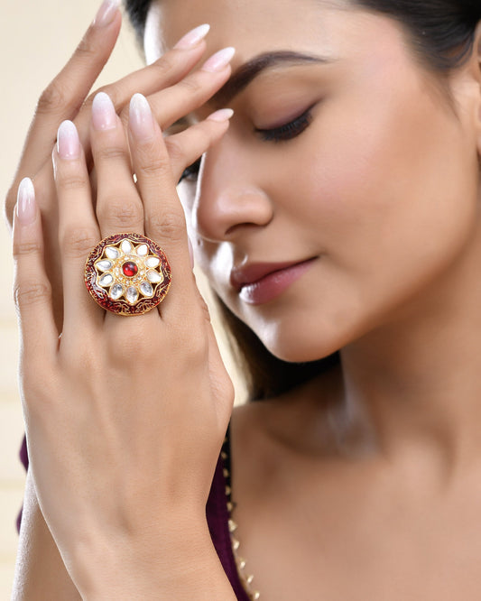 Jewels Nest Traditional Kundan Gold-Polished Rings | Swadesiicart