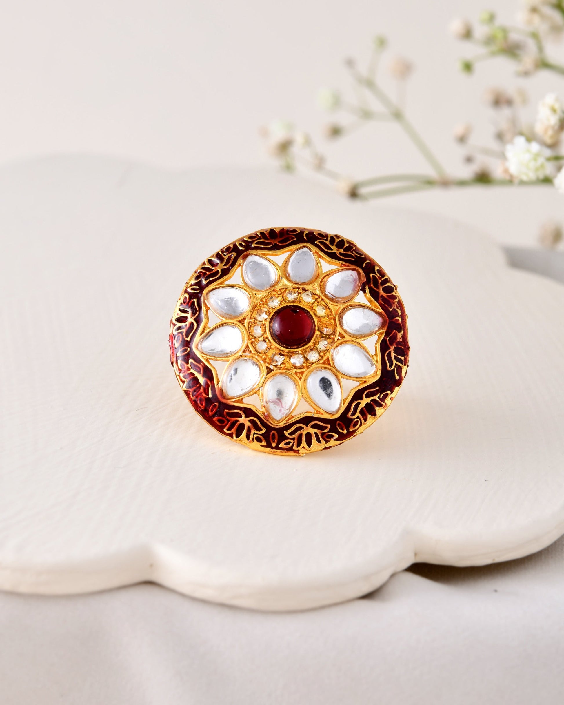 Jewels Nest Traditional Kundan Gold-Polished Rings | Swadesiicart