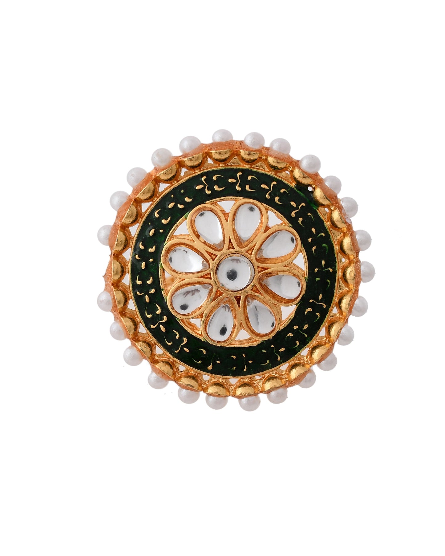 Jewels Nest Exquisite Kundan Meenakari Gold-Polished Rings | Swadesiicart