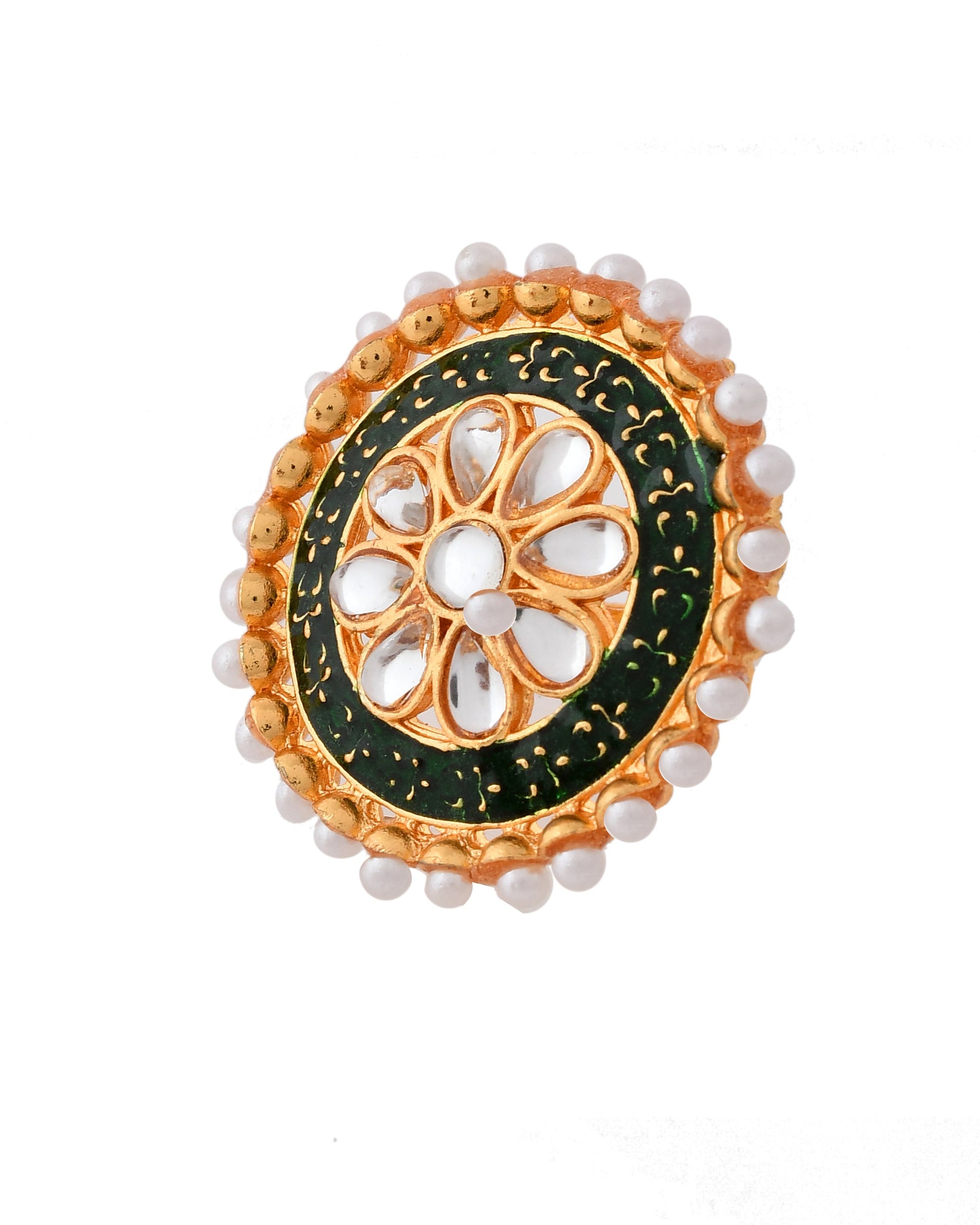 Jewels Nest Exquisite Kundan Meenakari Gold-Polished Rings | Swadesiicart