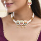 Jewels Nest Traditional Gold-Polished Kundan & Pearl Multi-Color Necklace and Earrings Set for Women - Swadesiicart