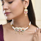Jewels Nest Traditional Gold-Polished Kundan & Pearl Multi-Color Necklace and Earrings Set for Women - Swadesiicart