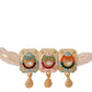 Jewels Nest Traditional Gold-Polished Kundan & Pearl Multi-Color Necklace and Earrings Set for Women - Swadesiicart