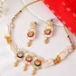 Jewels Nest Traditional Gold-Polished Kundan & Pearl Multi-Color Necklace and Earrings Set for Women - Swadesiicart