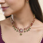 Jewels Nest Traditional Ruby and Emerald Floral Necklace & Earrings Set - Swadesiicart