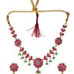 Jewels Nest Traditional Ruby and Emerald Floral Necklace & Earrings Set - Swadesiicart