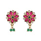 Jewels Nest Traditional Ruby and Emerald Floral Necklace & Earrings Set - Swadesiicart