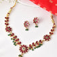 Jewels Nest Traditional Ruby and Emerald Floral Necklace & Earrings Set - Swadesiicart