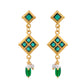 Jewels Nest Elegant Green Square Drop Necklace & Earrings Set - Swadesiicart