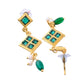 Jewels Nest Elegant Green Square Drop Necklace & Earrings Set - Swadesiicart