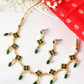 Jewels Nest Elegant Green Square Drop Necklace & Earrings Set - Swadesiicart