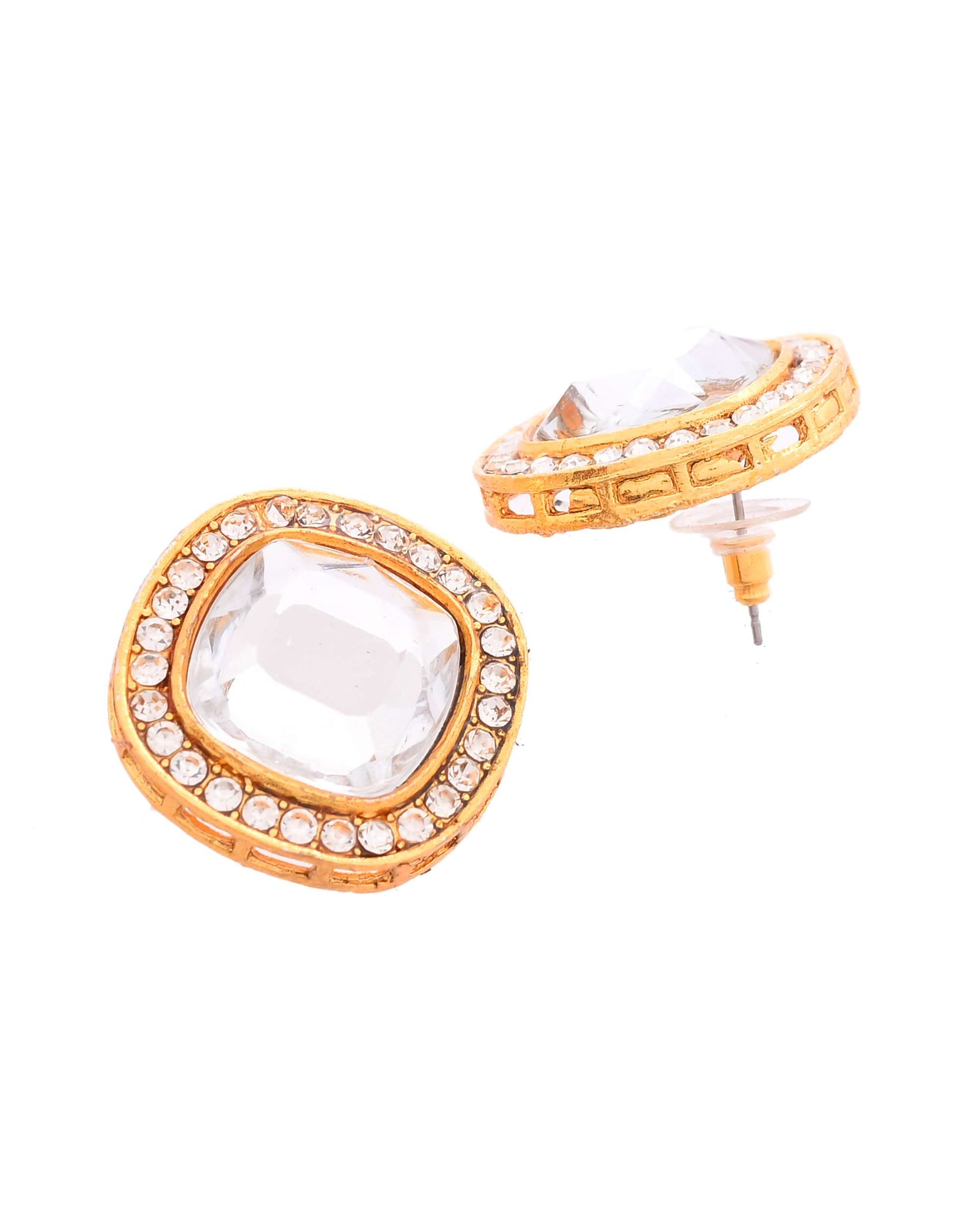 Jewels Nest Elegant Pearl Kundan Choker Necklace Set with Matching Earrings – Traditional Bridal Jewellery - Swadesiicart