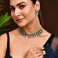 Jewels Nest Oxidised Silver Peacock Feather Necklace with Matching Earrings Set - Swadesiicart