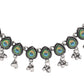 Jewels Nest Oxidised Silver Peacock Feather Necklace with Matching Earrings Set - Swadesiicart