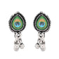 Jewels Nest Oxidised Silver Peacock Feather Necklace with Matching Earrings Set - Swadesiicart