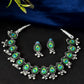 Jewels Nest Oxidised Silver Peacock Feather Necklace with Matching Earrings Set - Swadesiicart