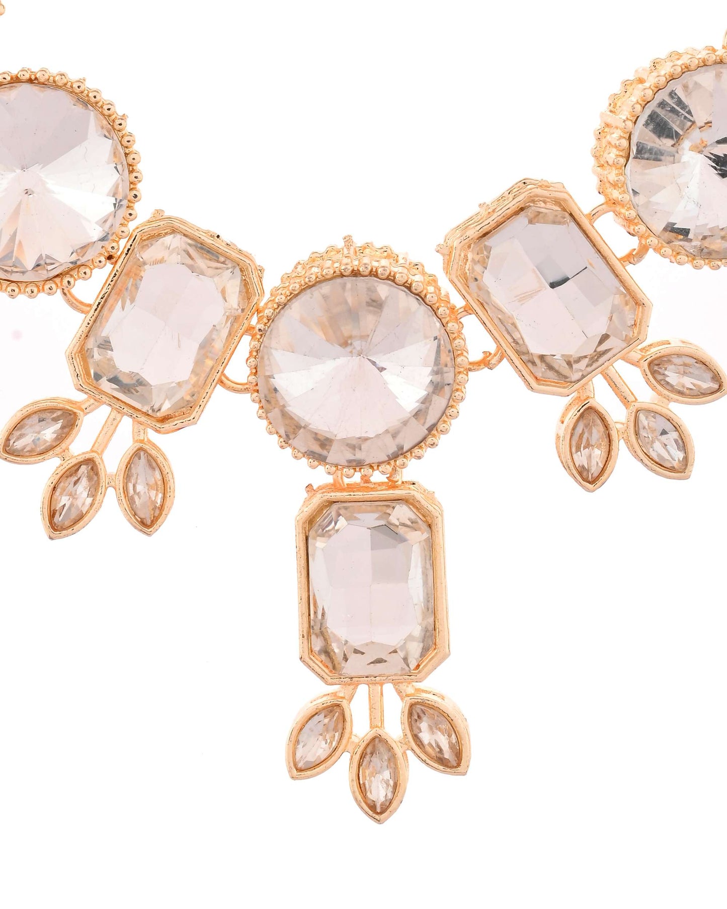 Jewels Nest Gold-Plated AD Stone Choker Necklace with Leaf Motif Detailing for Women - Swadesiicart