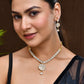 Jewels Nest Glamorous Gold-Plated Crystal Bridal Necklace Set with Earrings & Maang Tikka - Swadesiicart