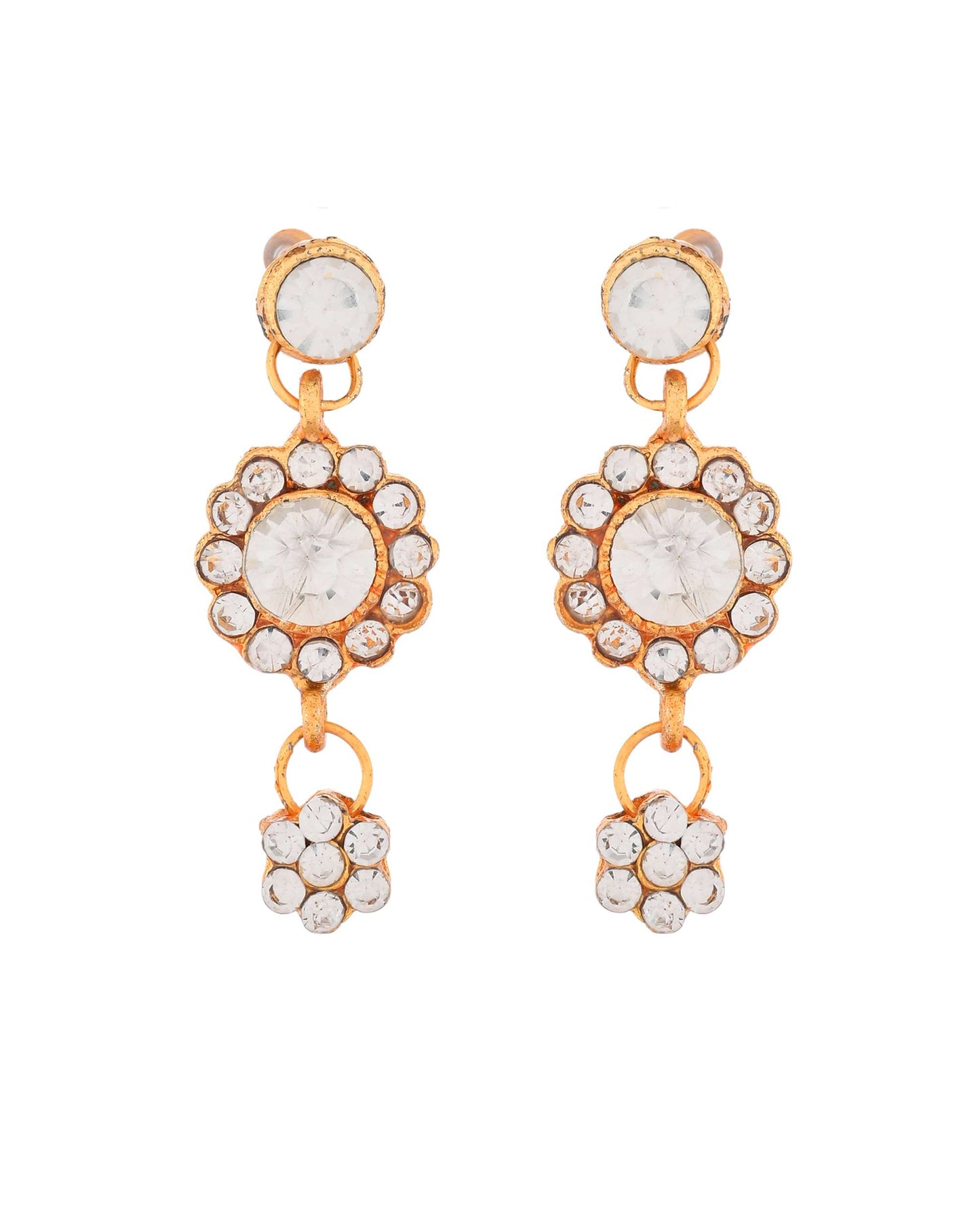 Jewels Nest Glamorous Gold-Plated Crystal Bridal Necklace Set with Earrings & Maang Tikka - Swadesiicart