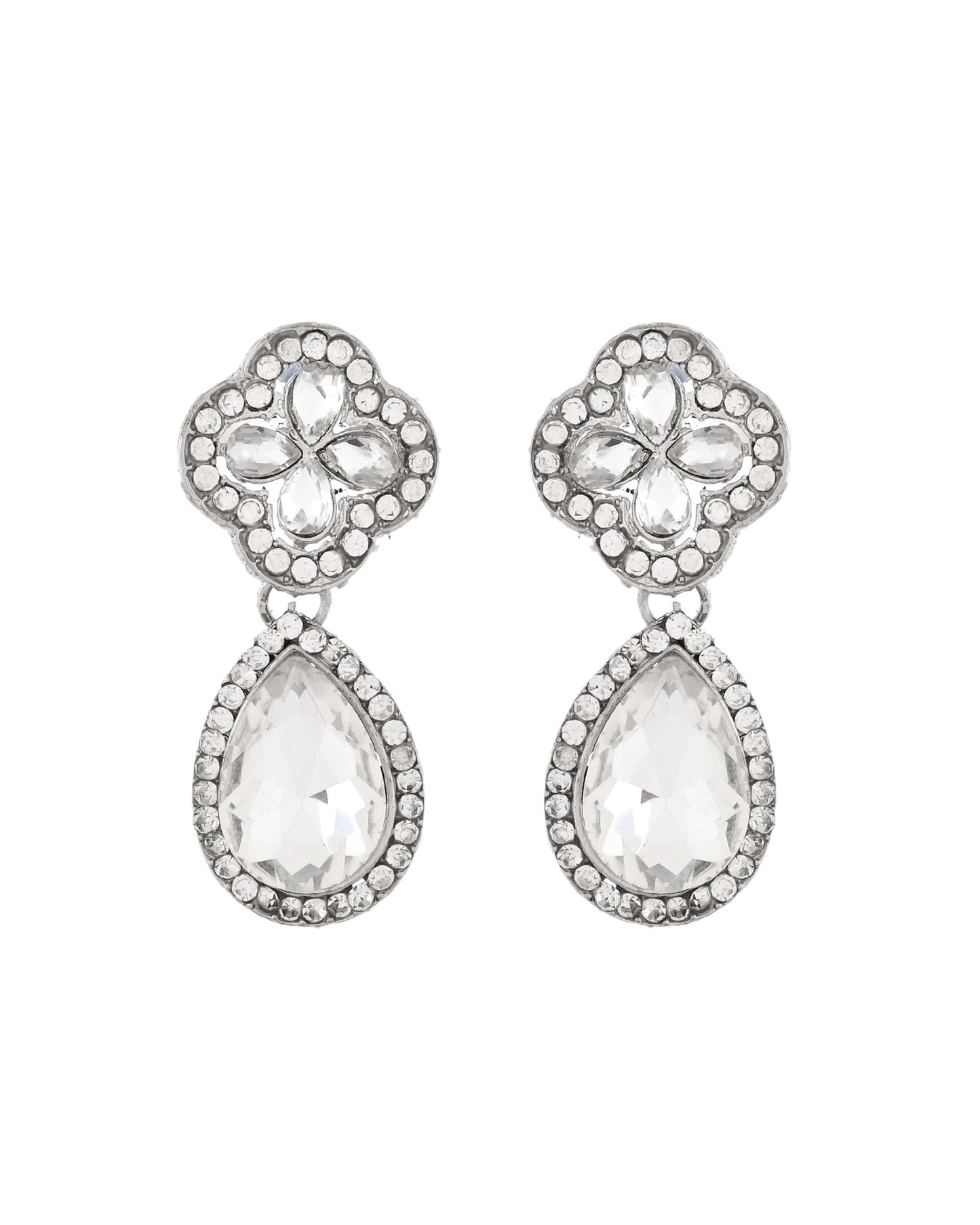 Jewels Nest Elegant Silver-Tone Crystal Drop Necklace for Weddings & Party Wear - Swadesiicart