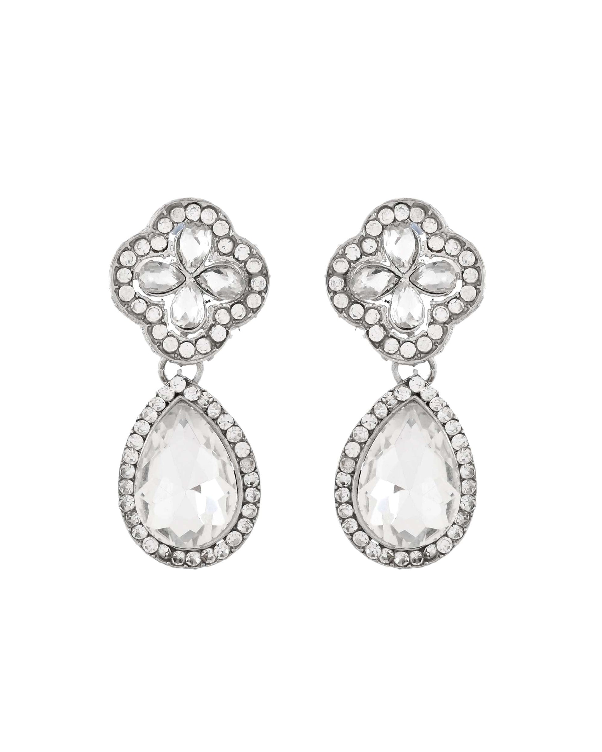 Jewels Nest Elegant Silver-Tone Crystal Drop Necklace for Weddings & Party Wear - Swadesiicart