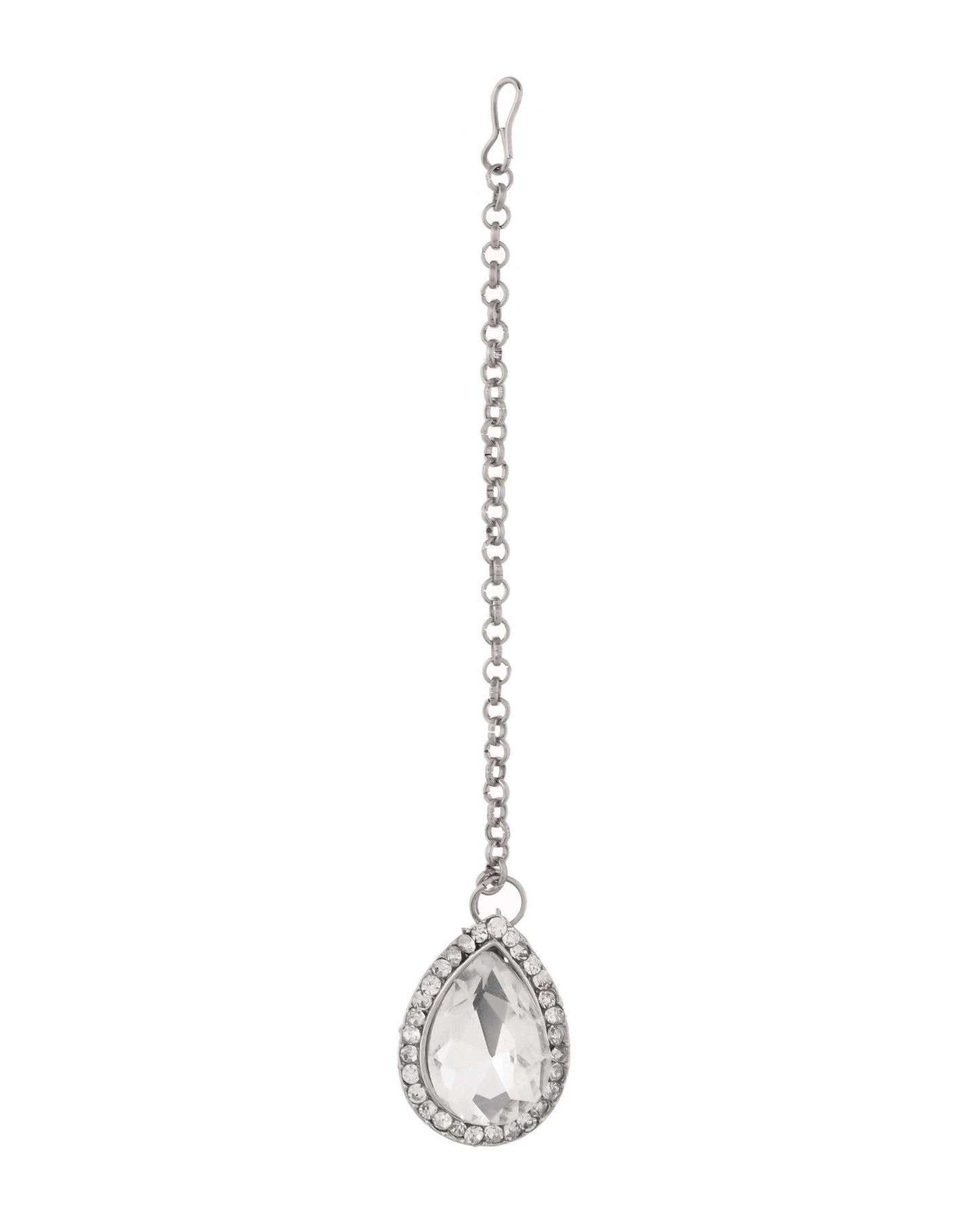 Jewels Nest Elegant Silver-Tone Crystal Drop Necklace for Weddings & Party Wear - Swadesiicart