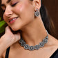 Jewels Nest Oxidised Silver Floral Necklace – Tribal Choker for Ethnic & Fusion Wear - Swadesiicart
