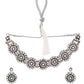 Jewels Nest Oxidised Silver Floral Necklace – Tribal Choker for Ethnic & Fusion Wear - Swadesiicart