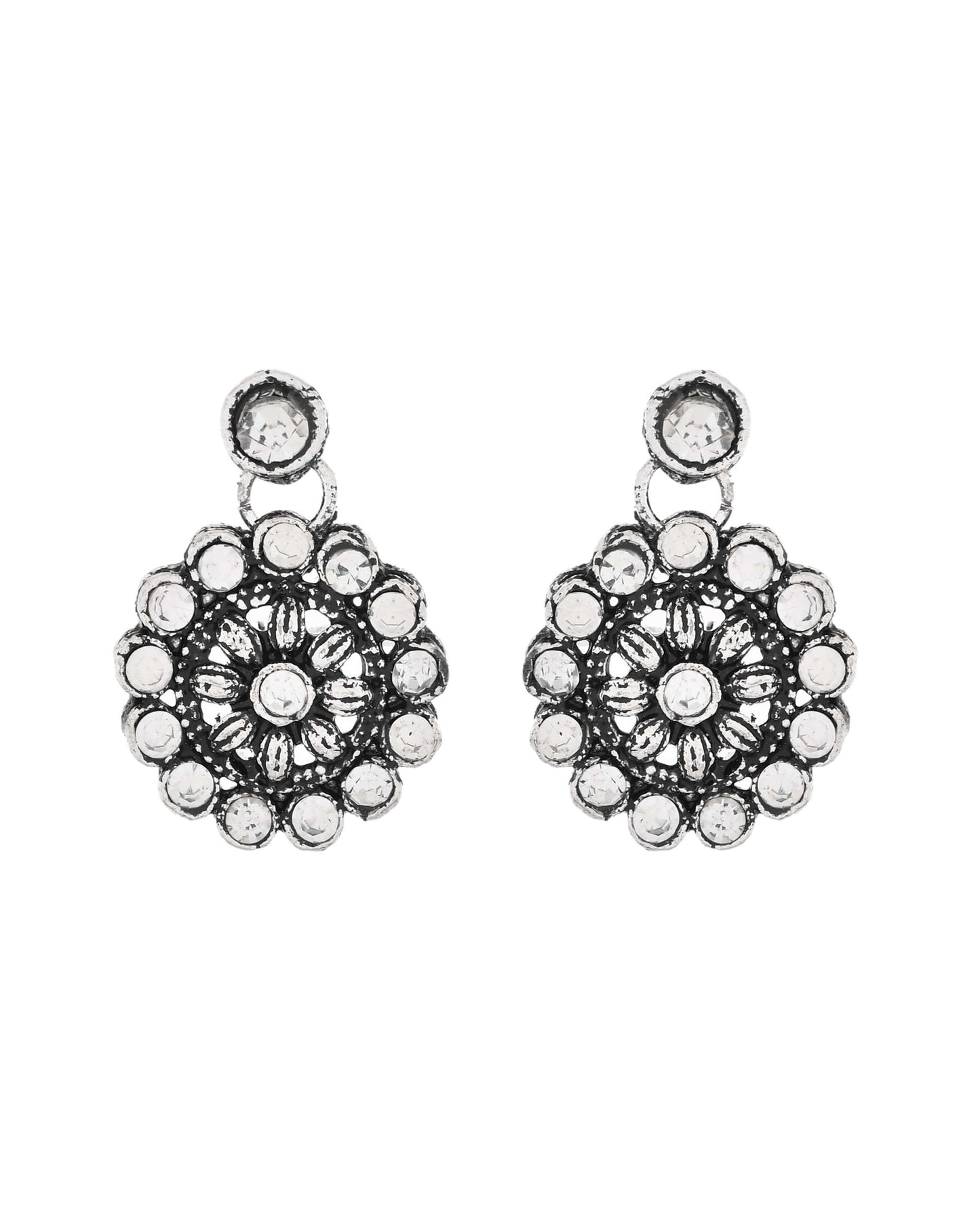 Jewels Nest Oxidised Silver Floral Necklace – Tribal Choker for Ethnic & Fusion Wear - Swadesiicart
