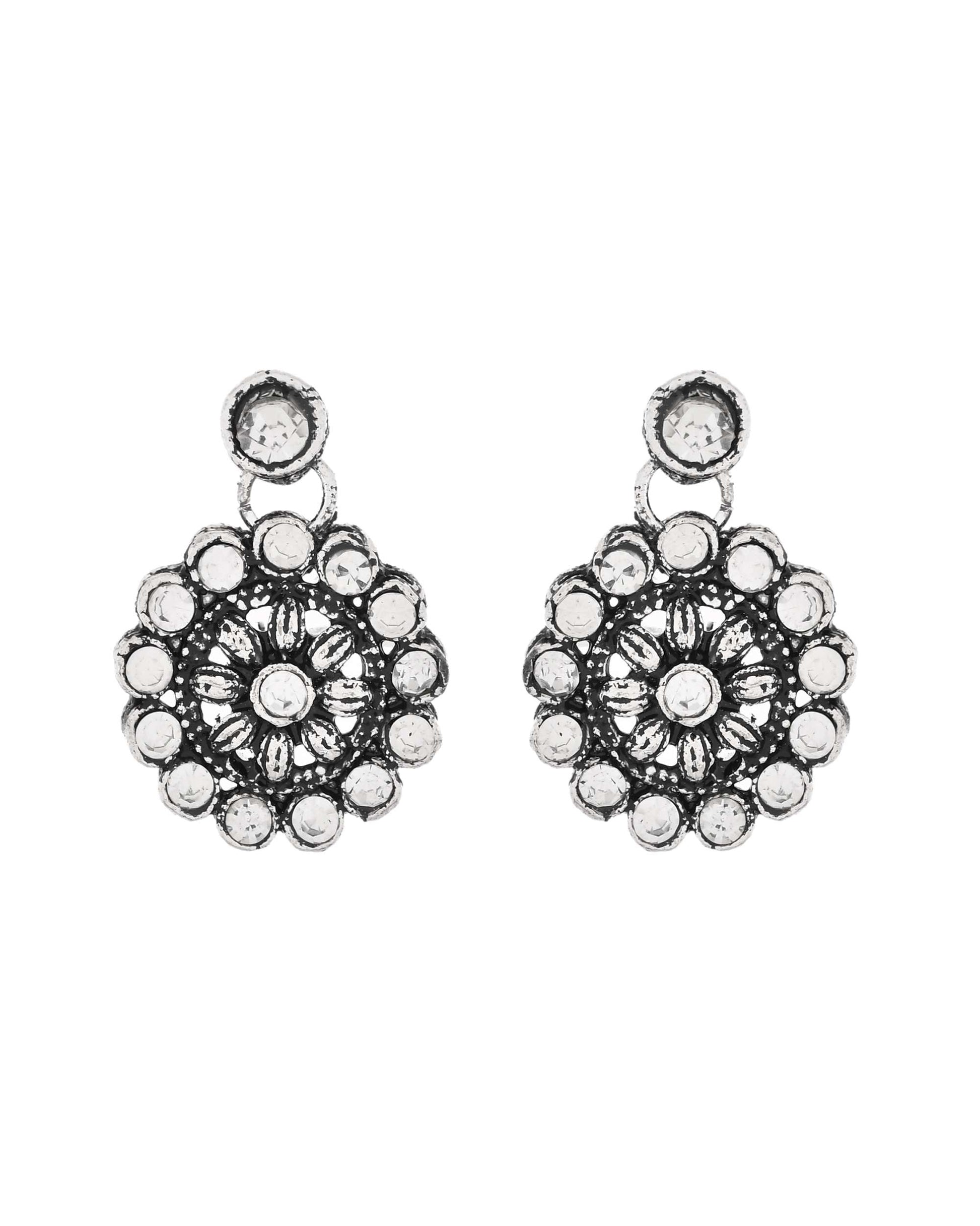 Jewels Nest Oxidised Silver Floral Necklace – Tribal Choker for Ethnic & Fusion Wear - Swadesiicart