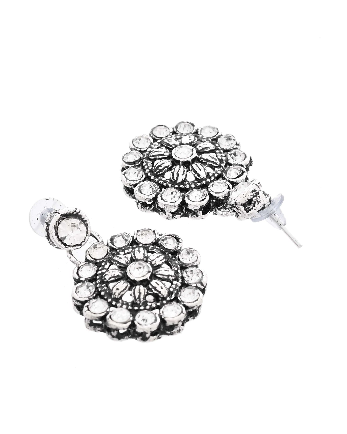 Jewels Nest Oxidised Silver Floral Necklace – Tribal Choker for Ethnic & Fusion Wear - Swadesiicart