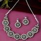Jewels Nest Oxidised Silver Floral Necklace – Tribal Choker for Ethnic & Fusion Wear - Swadesiicart