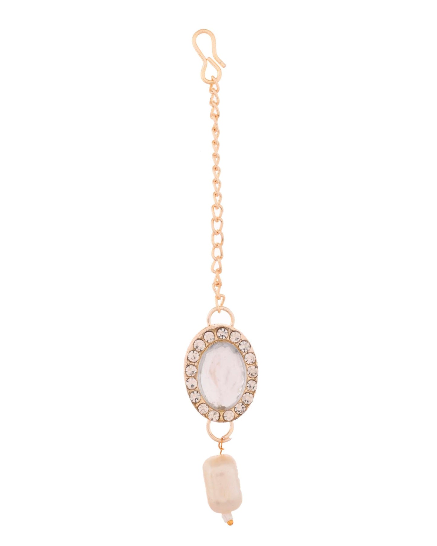 Jewels Nest Elegant White Stone & Pearl Choker Necklace Set with Earrings – Bridal & Festive Wear - Swadesiicart