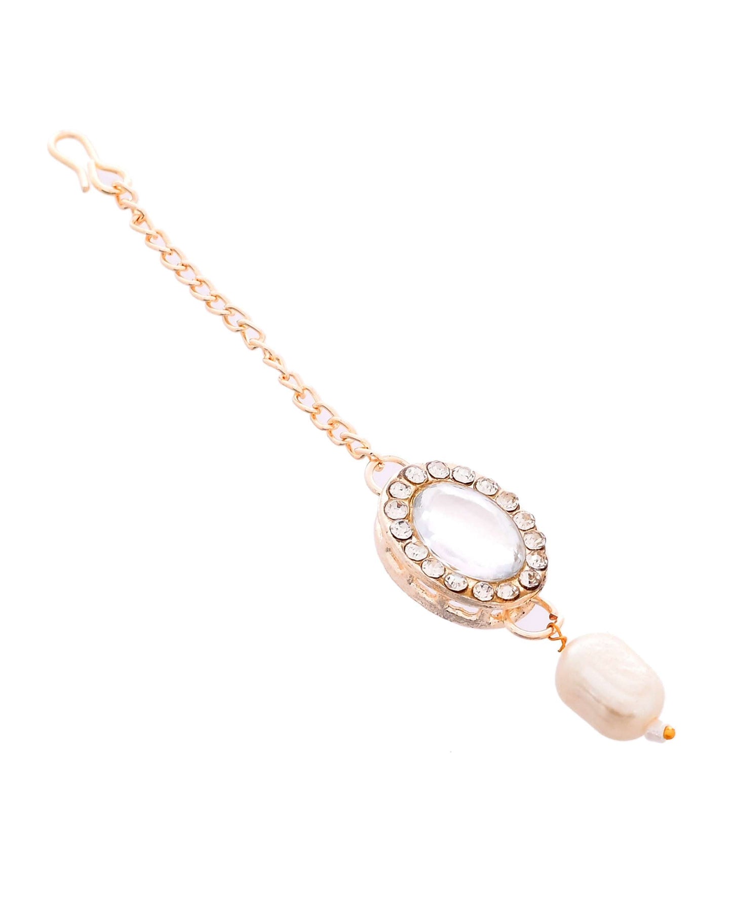 Jewels Nest Elegant White Stone & Pearl Choker Necklace Set with Earrings – Bridal & Festive Wear - Swadesiicart