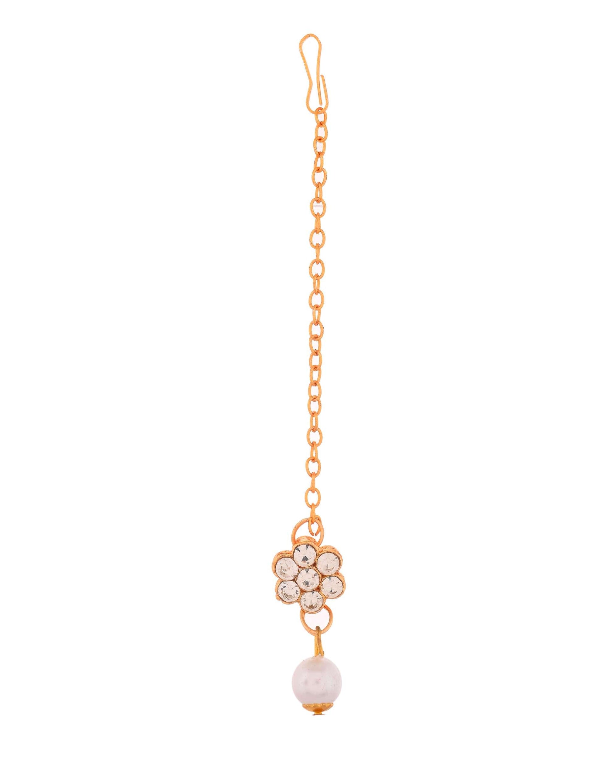 Jewels Nest Gold-Plated American Diamond Studded & Beaded Choker Jewellery Set - Swadesiicart