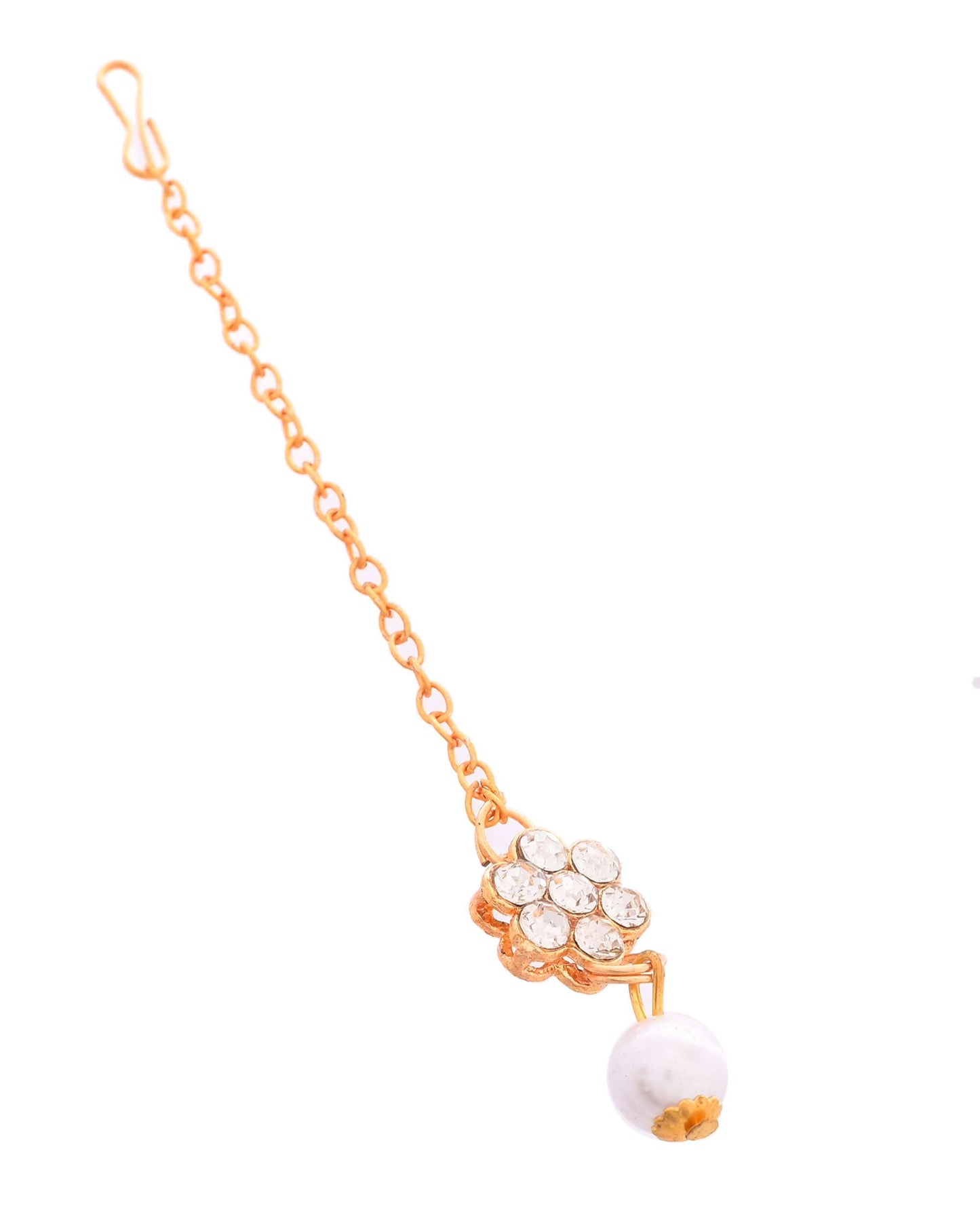 Jewels Nest Gold-Plated American Diamond Studded & Beaded Choker Jewellery Set - Swadesiicart