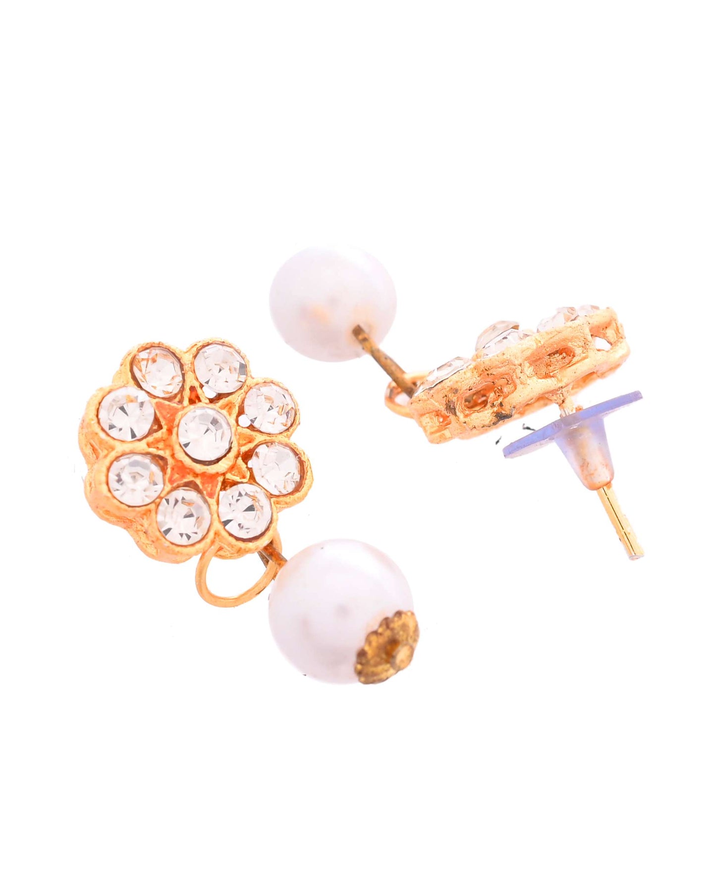 Jewels Nest Gold-Plated American Diamond Studded & Beaded Choker Jewellery Set - Swadesiicart