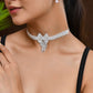 Jewels Nest American Diamond-Studded & Pearl Droplet Silver Choker Set - Swadesiicart