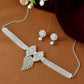 Jewels Nest American Diamond-Studded & Pearl Droplet Silver Choker Set - Swadesiicart